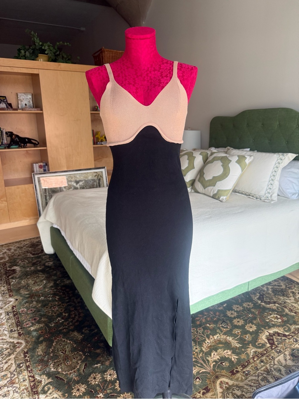 LUSH Black Maxi Dress with Bodice Overlay